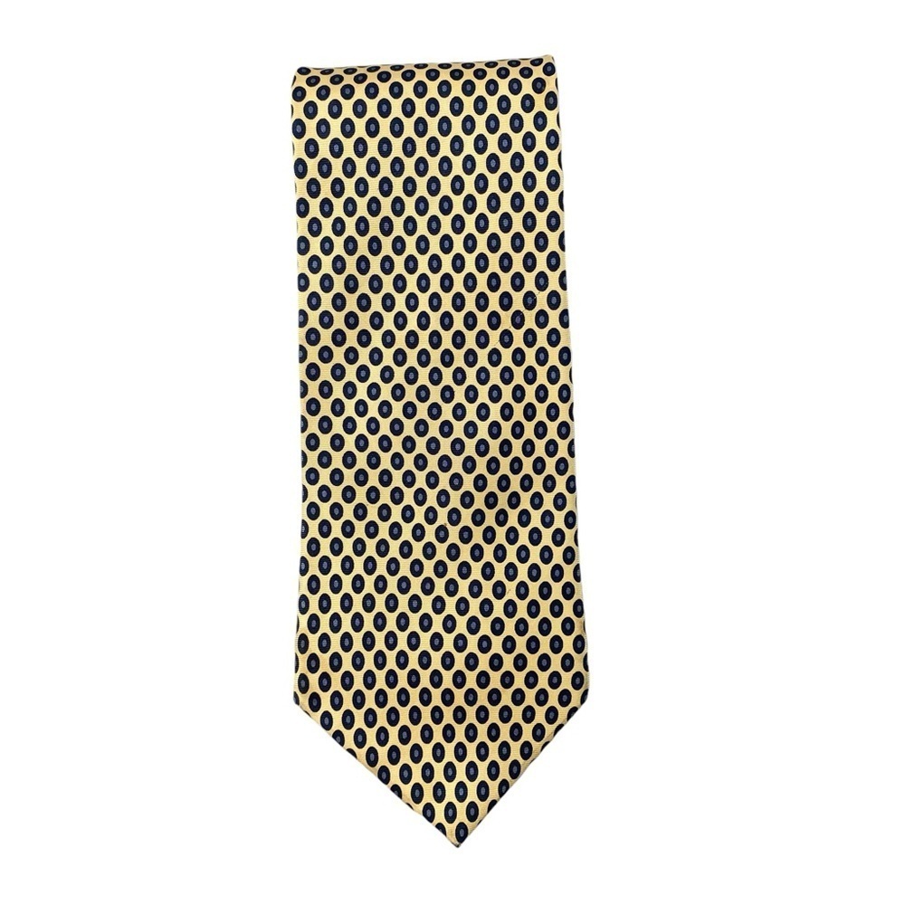 Tommy Hilfiger 100% silk oval print yellow blue & red tie
